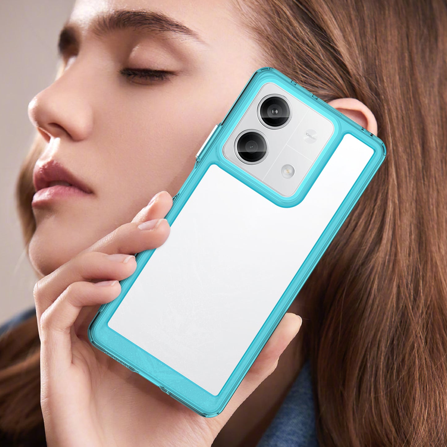 For Xiaomi Redmi Note 13 5G Phone Case Colorful TPU Frame+Acrylic Clear Back - Transparent Blue