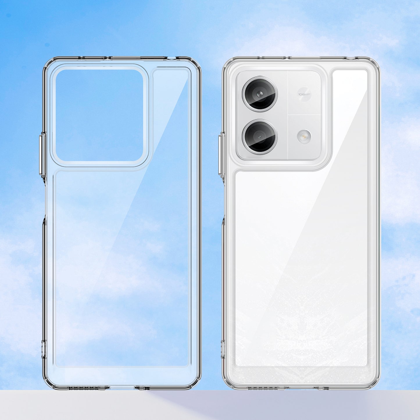 For Xiaomi Redmi Note 13 5G Phone Case Colorful TPU Frame+Acrylic Clear Back - Transparent