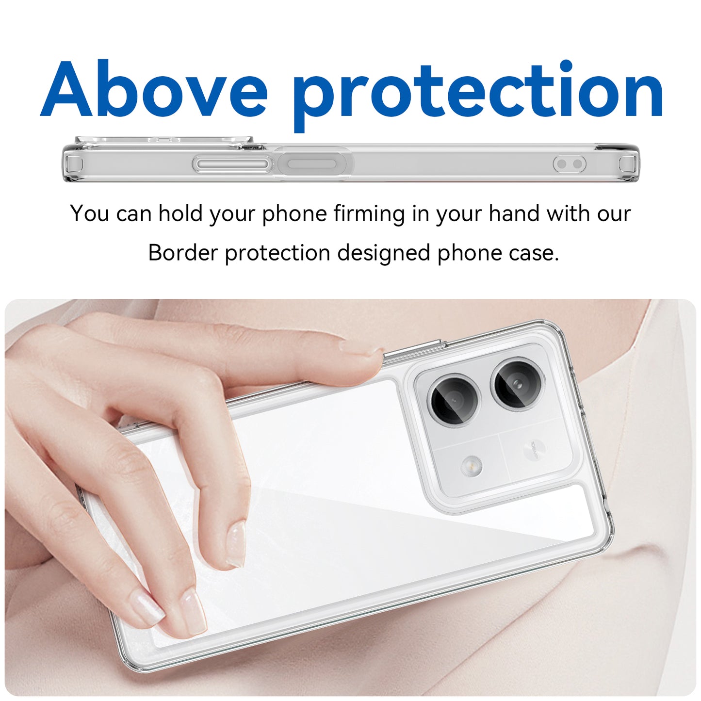 For Xiaomi Redmi Note 13 5G Phone Case Colorful TPU Frame+Acrylic Clear Back - Transparent