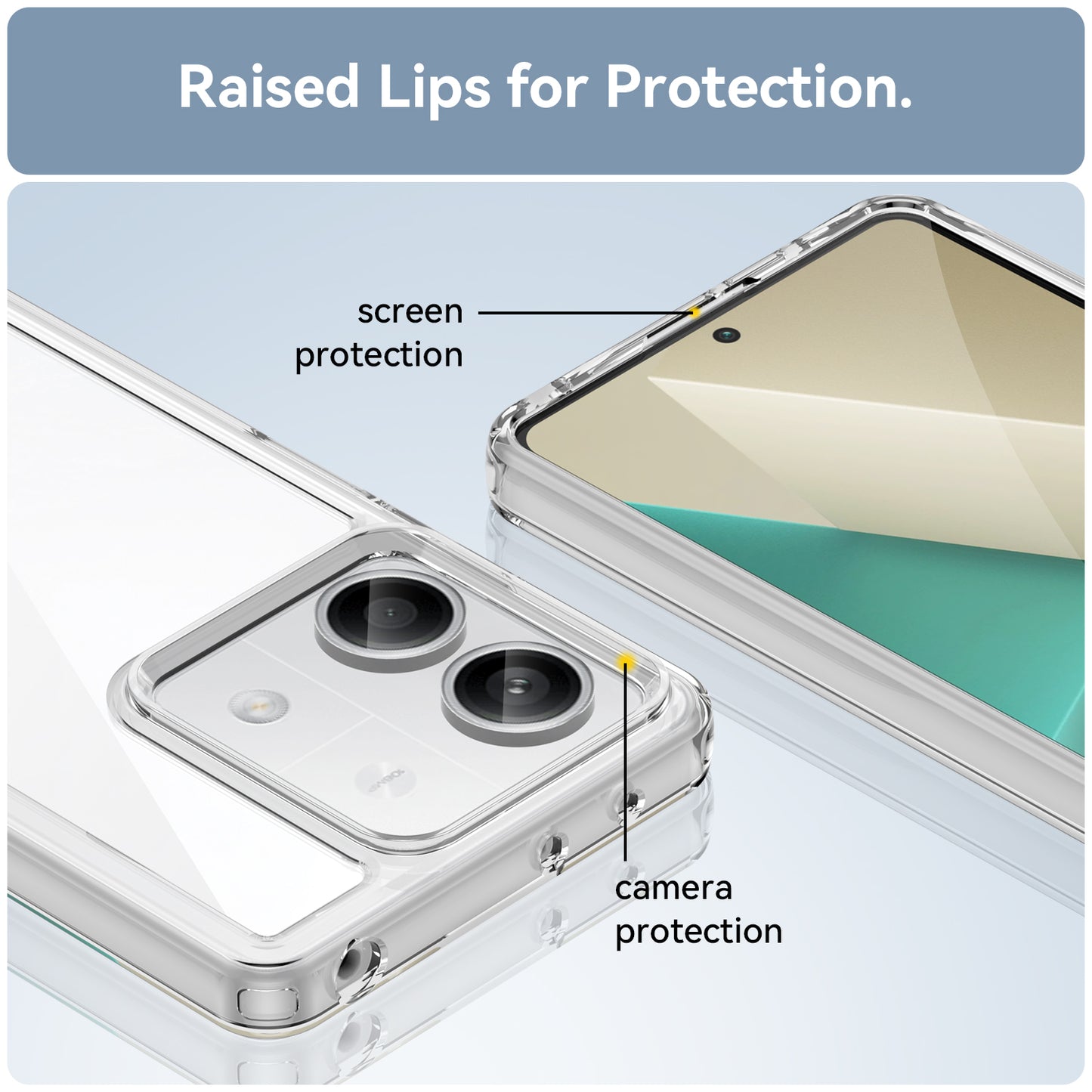 For Xiaomi Redmi Note 13 5G Phone Case Colorful TPU Frame+Acrylic Clear Back - Transparent