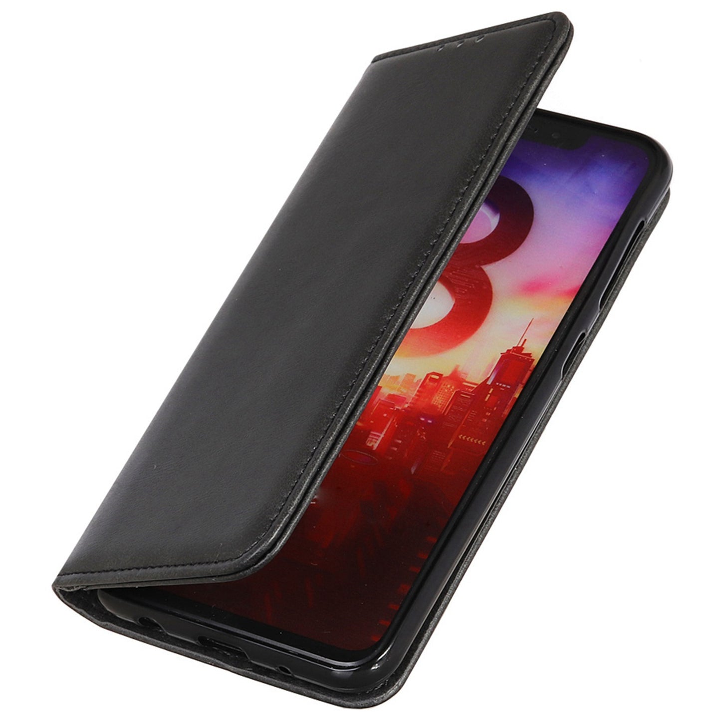 For Xiaomi Redmi Note 13R Pro 5G Split Leather Case Wallet Magnetic Closing Cover - Black