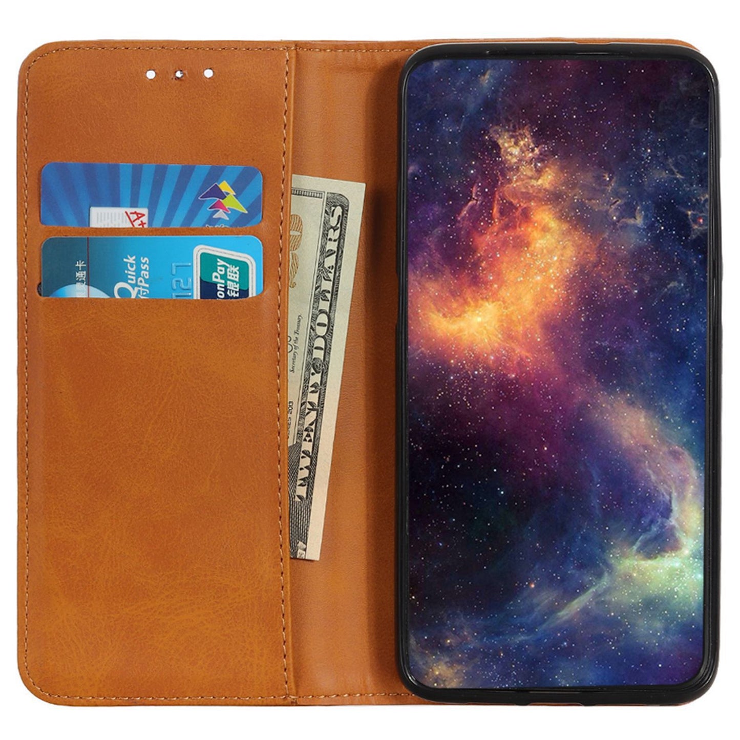 For Xiaomi Redmi Note 13R Pro 5G Split Leather Case Wallet Magnetic Closing Cover - Brown
