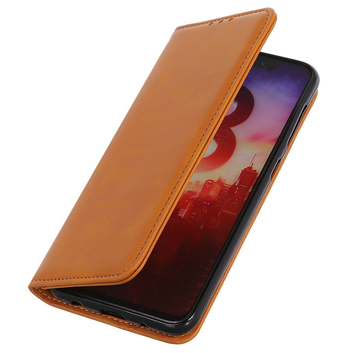 For Xiaomi Redmi Note 13R Pro 5G Split Leather Case Wallet Magnetic Closing Cover - Brown