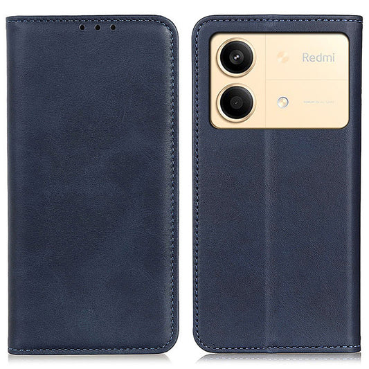 For Xiaomi Redmi Note 13R Pro 5G Split Leather Case Wallet Magnetic Closing Cover - Blue