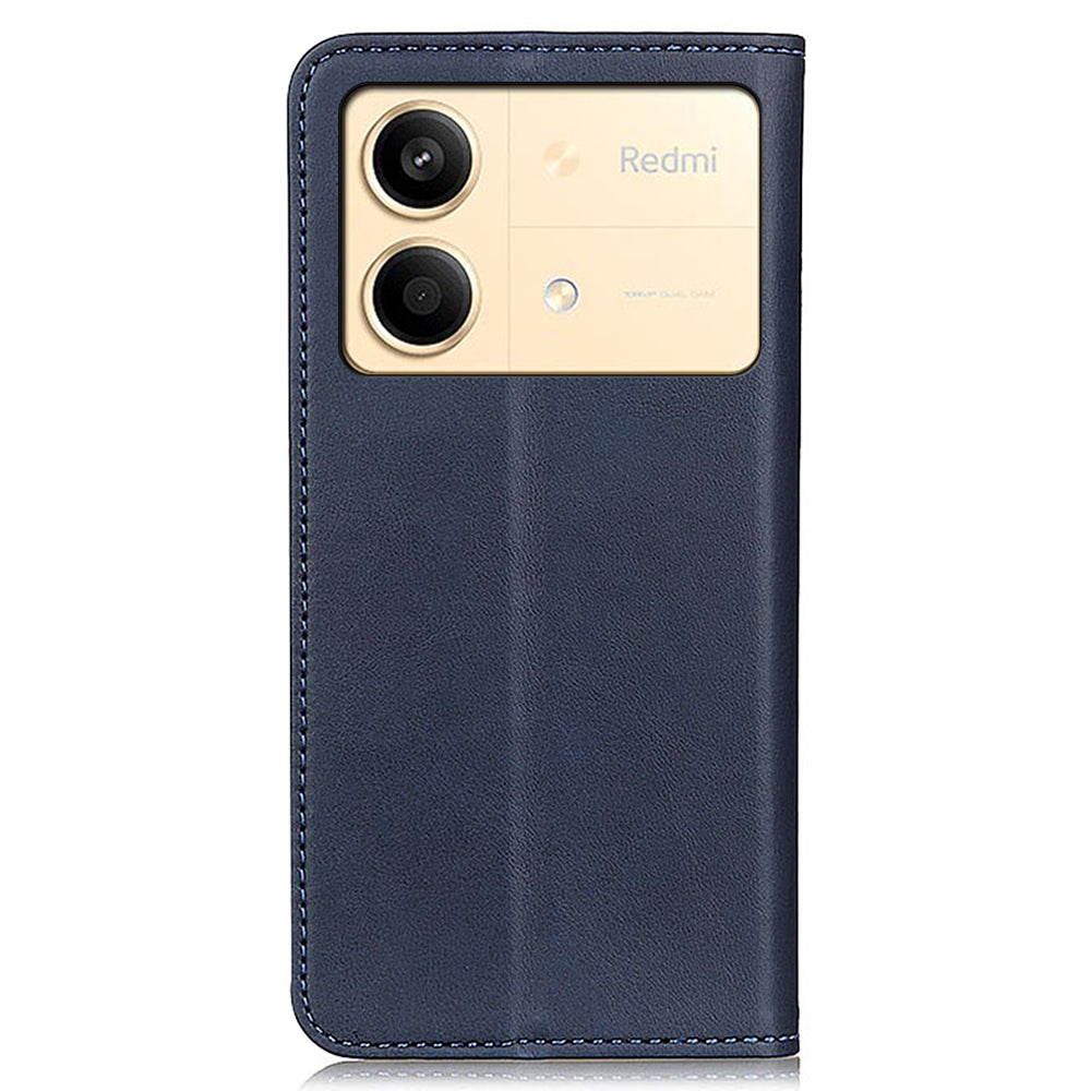 For Xiaomi Redmi Note 13R Pro 5G Split Leather Case Wallet Magnetic Closing Cover - Blue