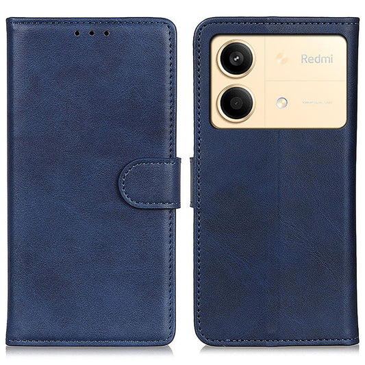 For Xiaomi Redmi Note 13R Pro 5G Wallet Leather Phone Case Cowhide Texture - Blue