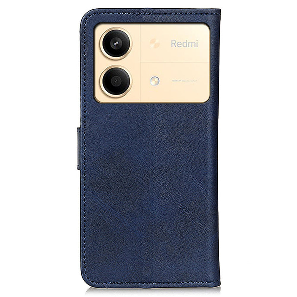 For Xiaomi Redmi Note 13R Pro 5G Wallet Leather Phone Case Cowhide Texture - Blue