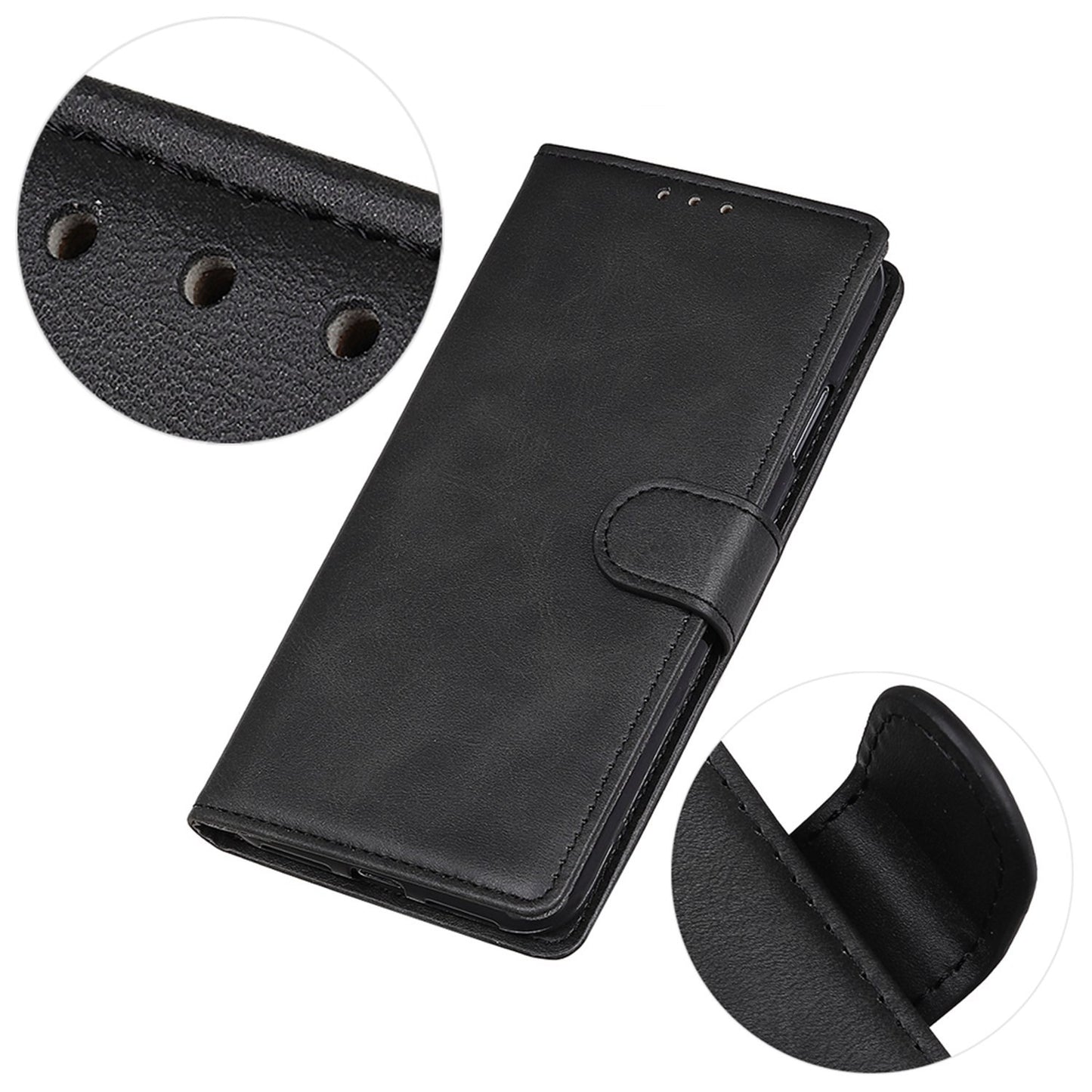 For Xiaomi Redmi Note 13R Pro 5G Wallet Leather Phone Case Cowhide Texture - Black