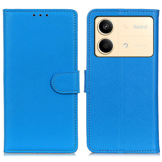For Xiaomi Redmi Note 13R Pro 5G Leather Wallet Case Litchi Texture Phone Cover - Blue