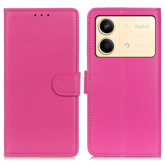 For Xiaomi Redmi Note 13R Pro 5G Leather Wallet Case Litchi Texture Phone Cover - Rose
