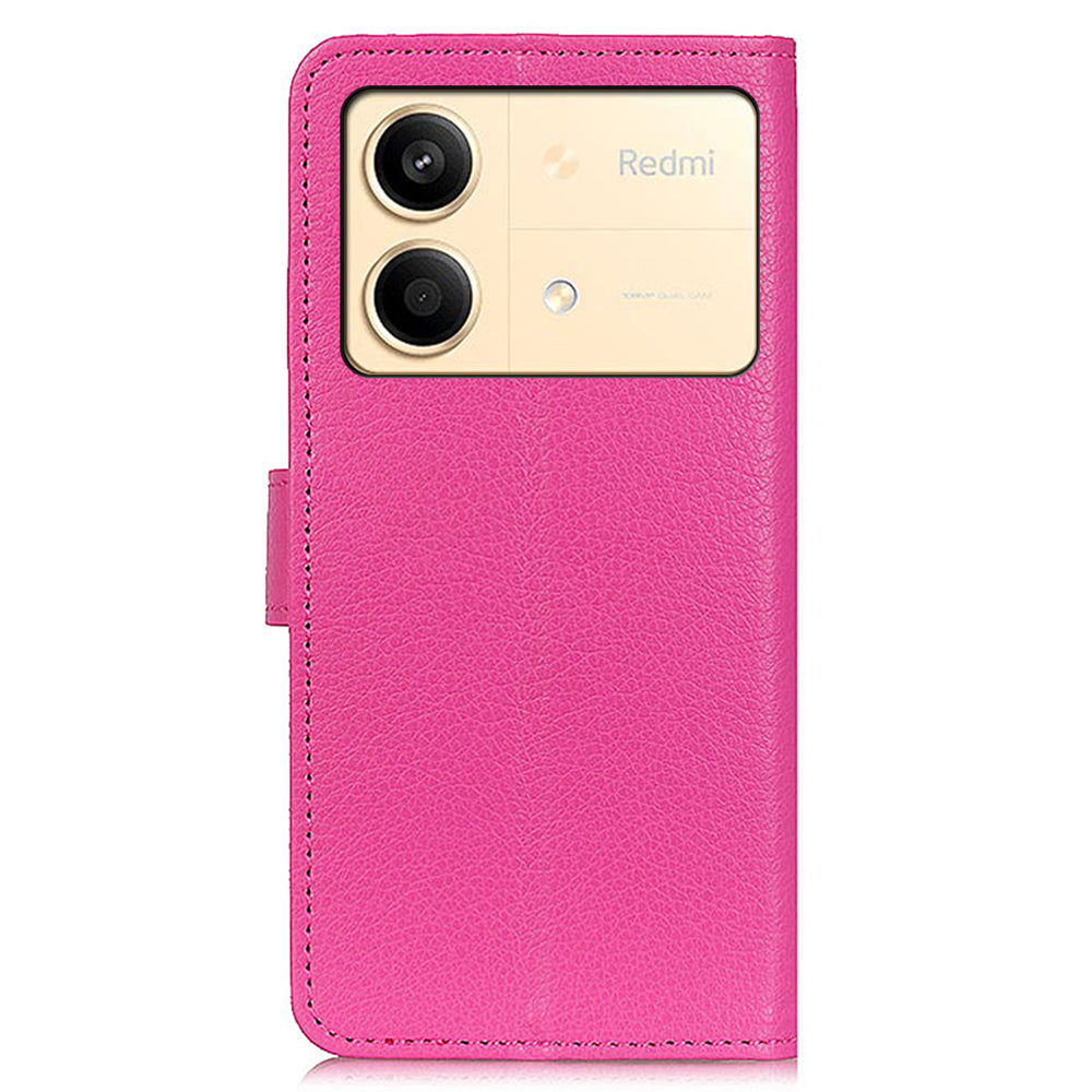 For Xiaomi Redmi Note 13R Pro 5G Leather Wallet Case Litchi Texture Phone Cover - Rose