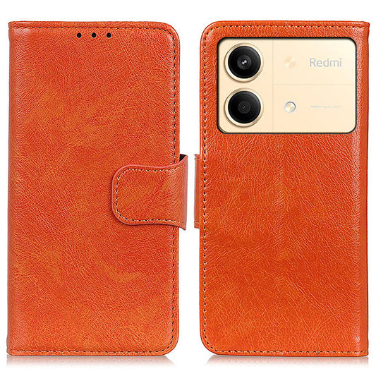 For Xiaomi Redmi Note 13R Pro 5G Wallet Cover Split Leather Case Nappa Texture - Orange