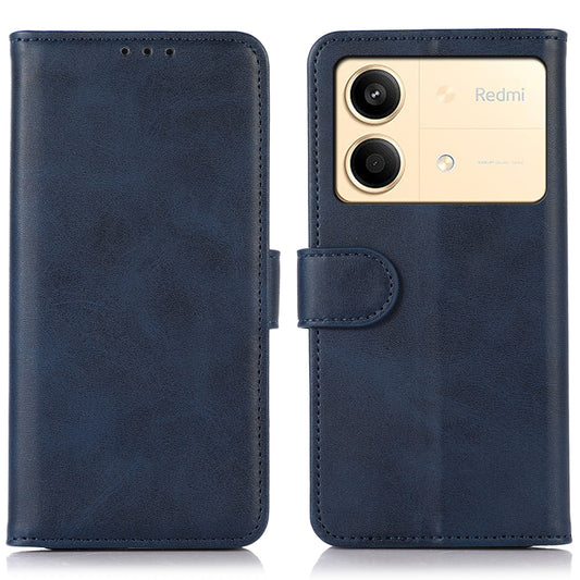 For Xiaomi Redmi Note 13R Pro 5G Leather Case Cowhide Texture Phone Wallet Cover - Blue