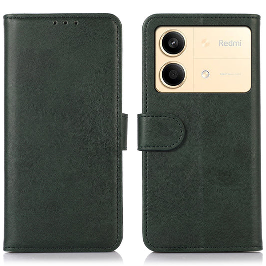 For Xiaomi Redmi Note 13R Pro 5G Leather Case Cowhide Texture Phone Wallet Cover - Green