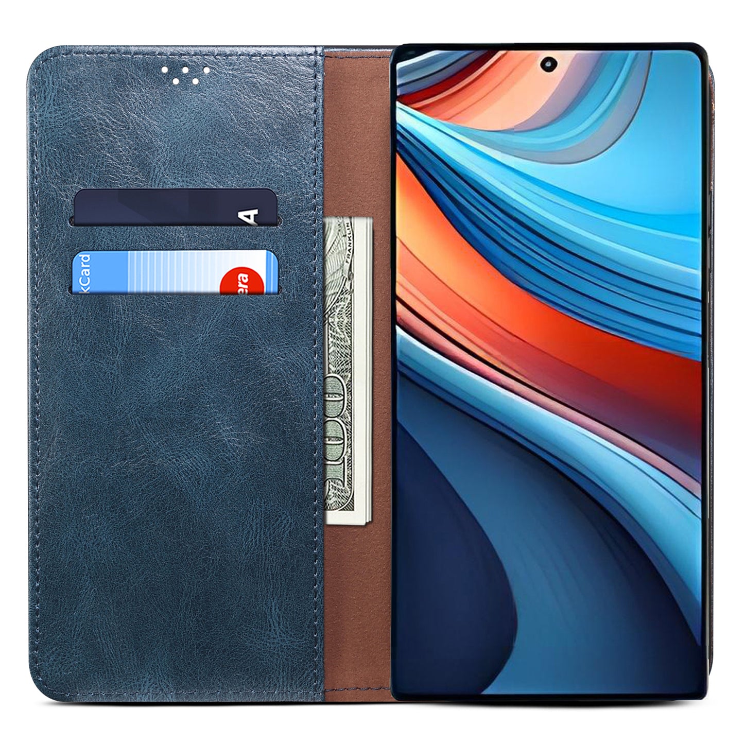 For Xiaomi Redmi Note 13R Pro 5G PU Leather Wallet Phone Case Magnetic Protect Cover - Blue