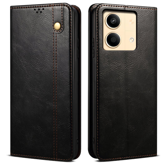 For Xiaomi Redmi Note 13R Pro 5G PU Leather Wallet Phone Case Magnetic Protect Cover - Black