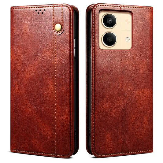 For Xiaomi Redmi Note 13R Pro 5G PU Leather Wallet Phone Case Magnetic Protect Cover - Brown