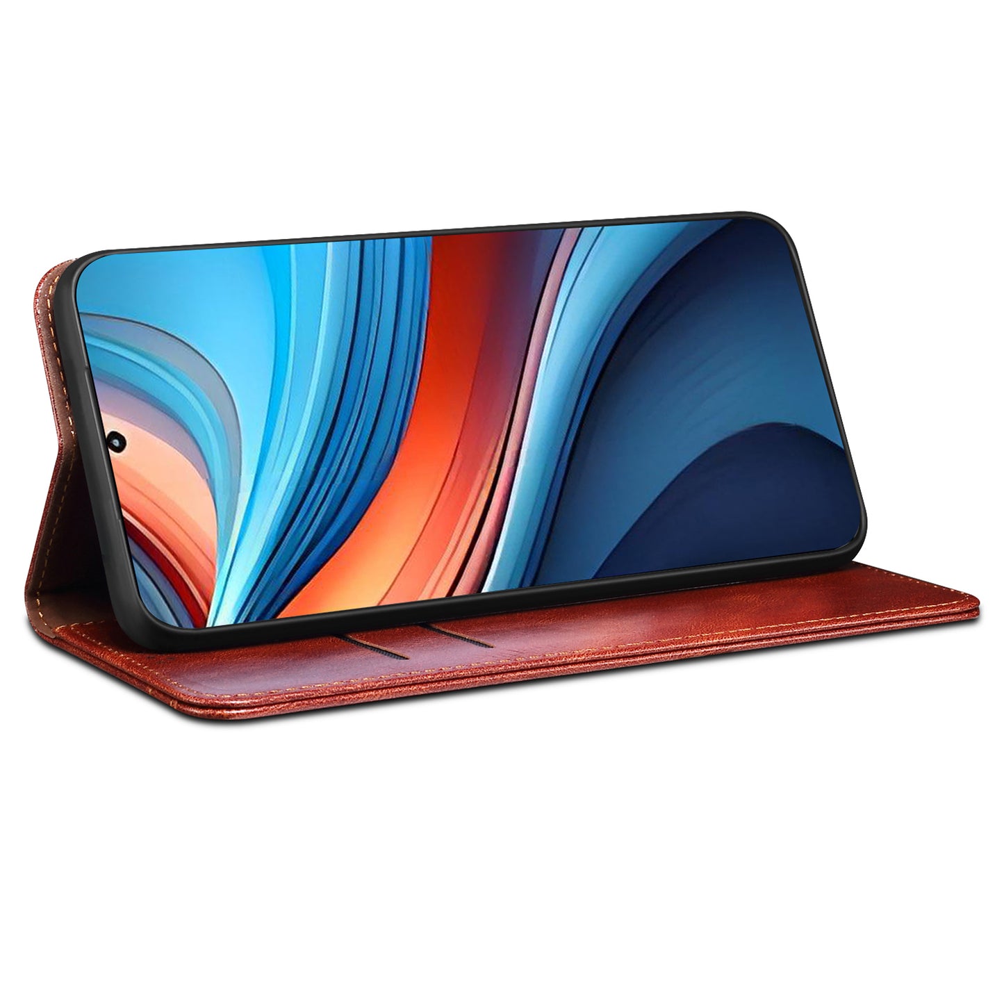 For Xiaomi Redmi Note 13R Pro 5G PU Leather Wallet Phone Case Magnetic Protect Cover - Brown