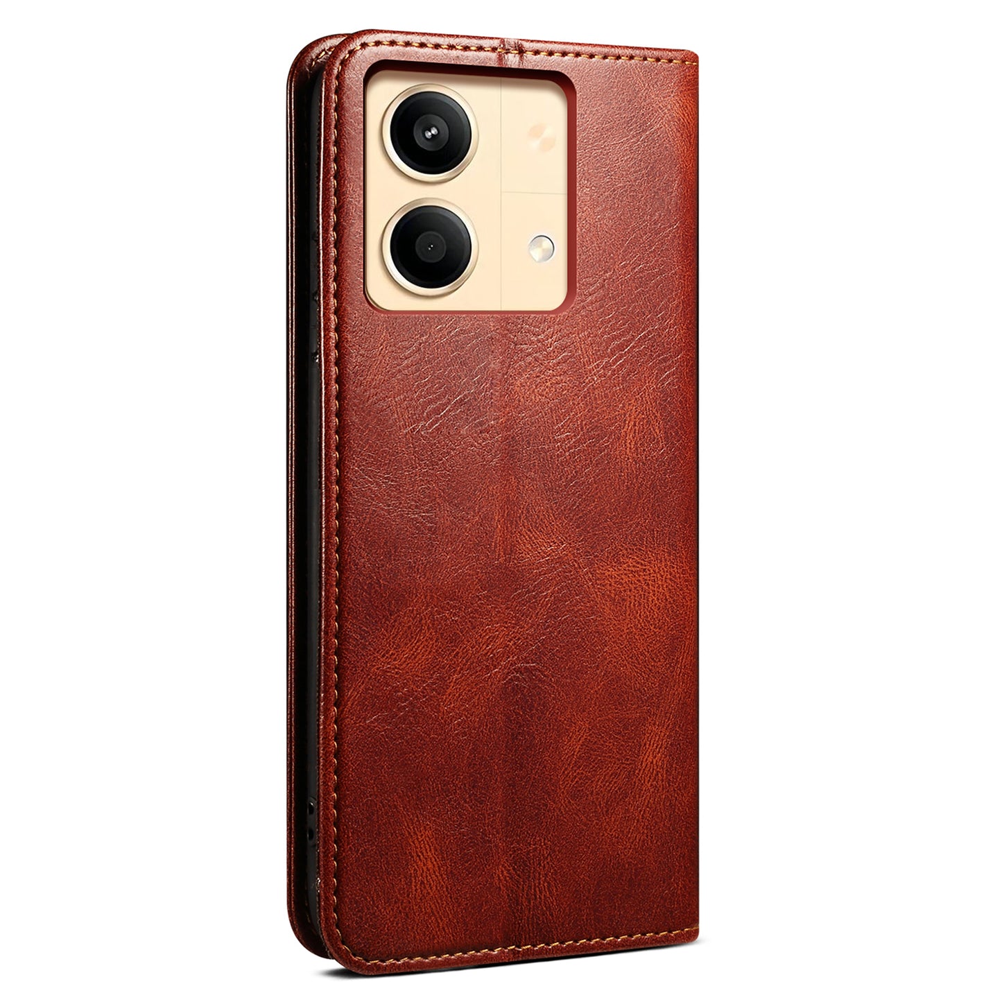 For Xiaomi Redmi Note 13R Pro 5G PU Leather Wallet Phone Case Magnetic Protect Cover - Brown