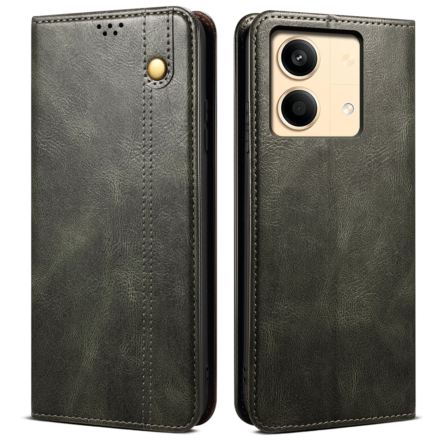 For Xiaomi Redmi Note 13R Pro 5G PU Leather Wallet Phone Case Magnetic Protect Cover - Green