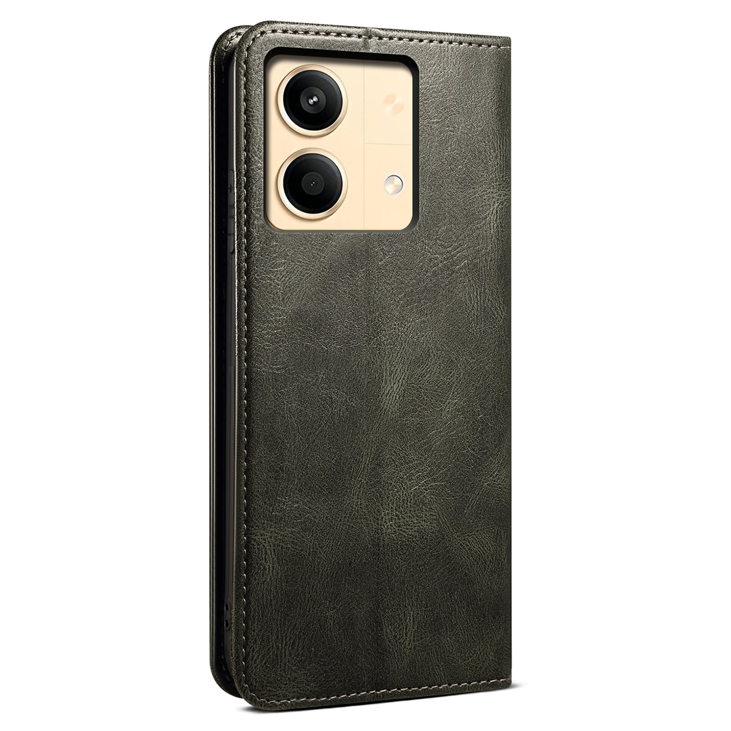 For Xiaomi Redmi Note 13R Pro 5G PU Leather Wallet Phone Case Magnetic Protect Cover - Green