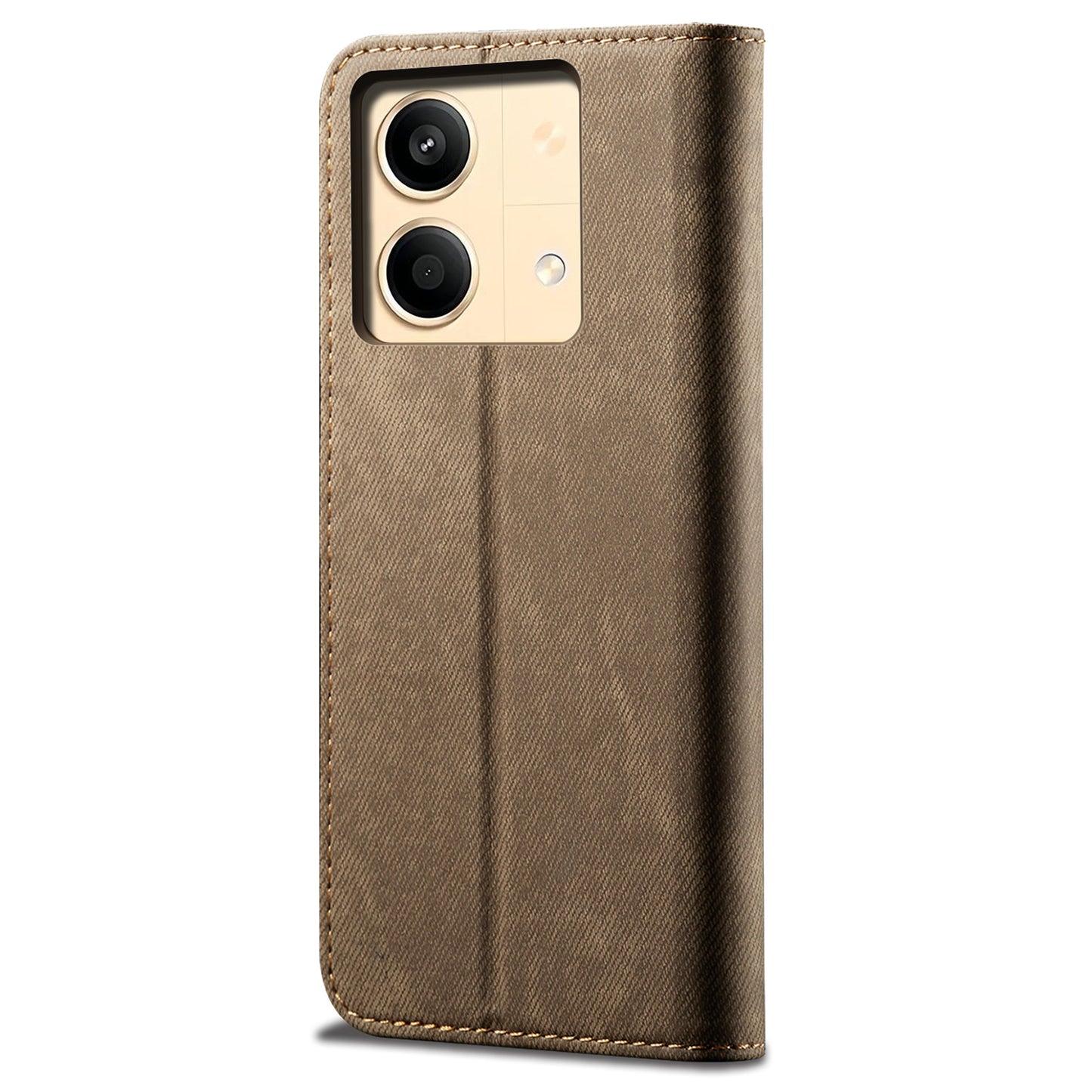 For Xiaomi Redmi Note 13R Pro 5G Phone Case PU Leather Flip Cover with Wallet Card Holder - Khaki