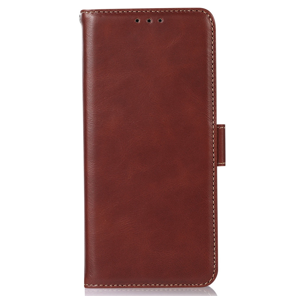 For Xiaomi Redmi Note 13R Pro 5G Genuine Cow Leather Case RFID Blocking Wallet Cover - Brown