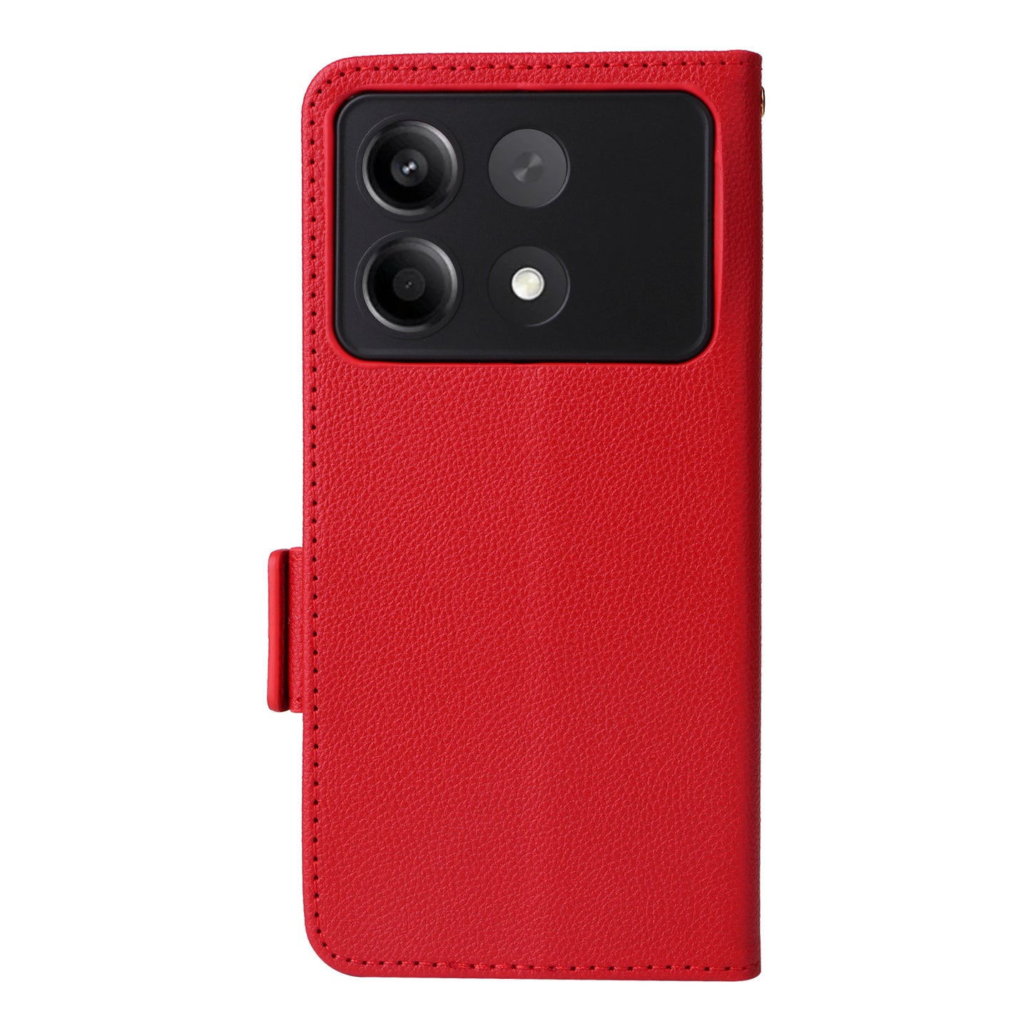For Xiaomi Redmi Note 13R Pro 5G Phone Case PU Leather Card Slots Magnetic Closure Cover Full Protection - Red
