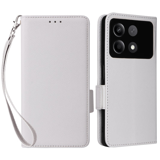 For Xiaomi Redmi Note 13R Pro 5G Phone Case PU Leather Card Slots Magnetic Closure Cover Full Protection - White