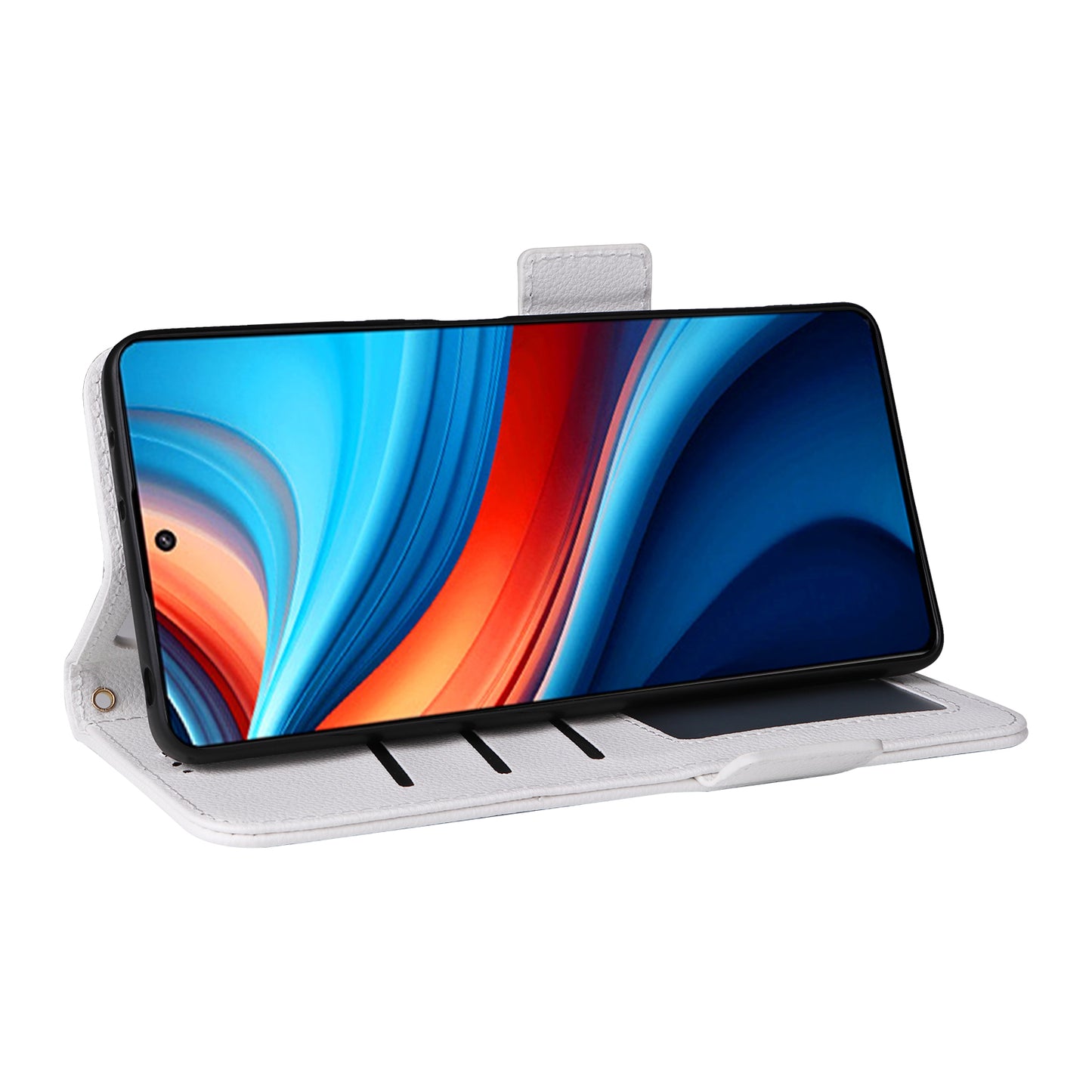 For Xiaomi Redmi Note 13R Pro 5G Phone Case PU Leather Card Slots Magnetic Closure Cover Full Protection - White
