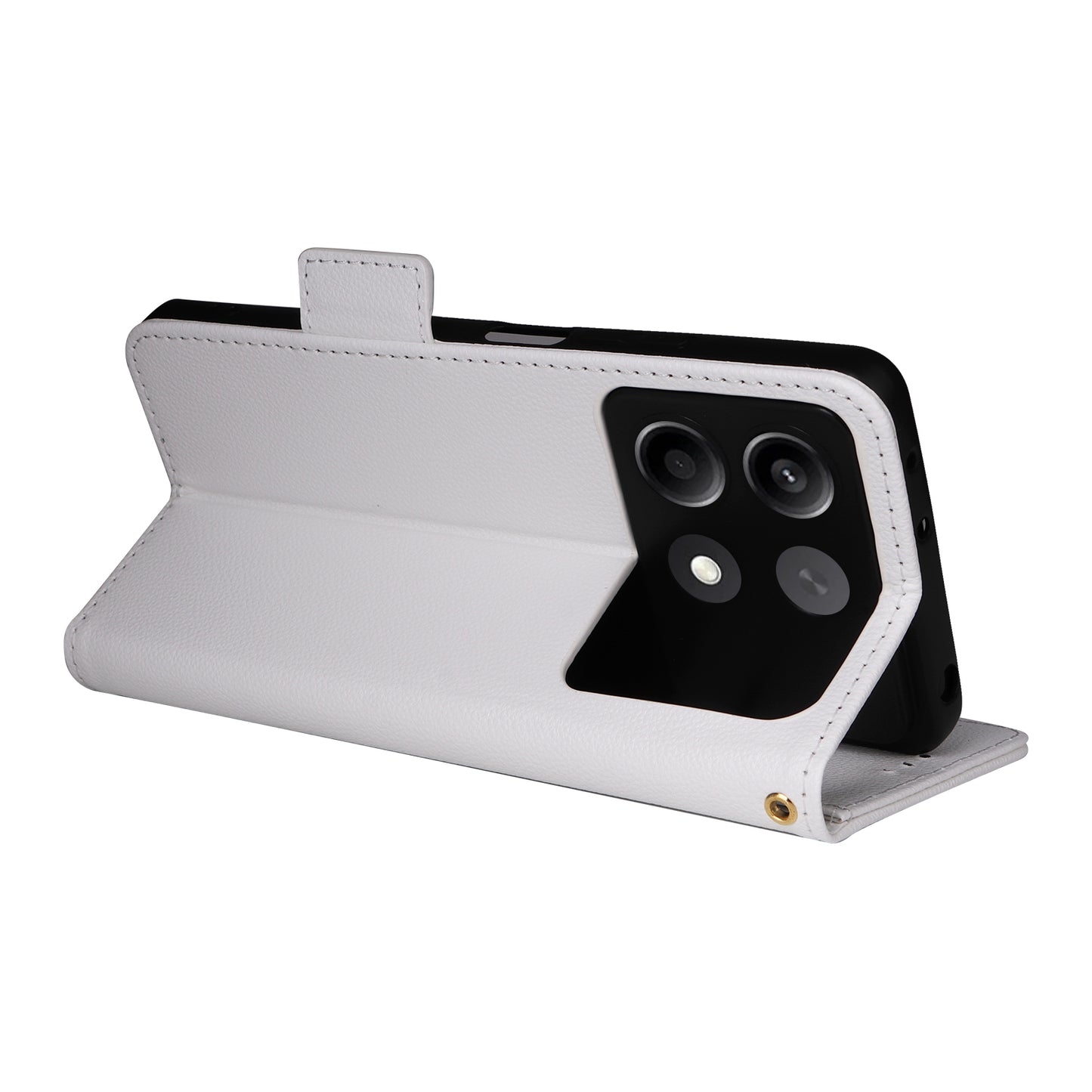 For Xiaomi Redmi Note 13R Pro 5G Phone Case PU Leather Card Slots Magnetic Closure Cover Full Protection - White