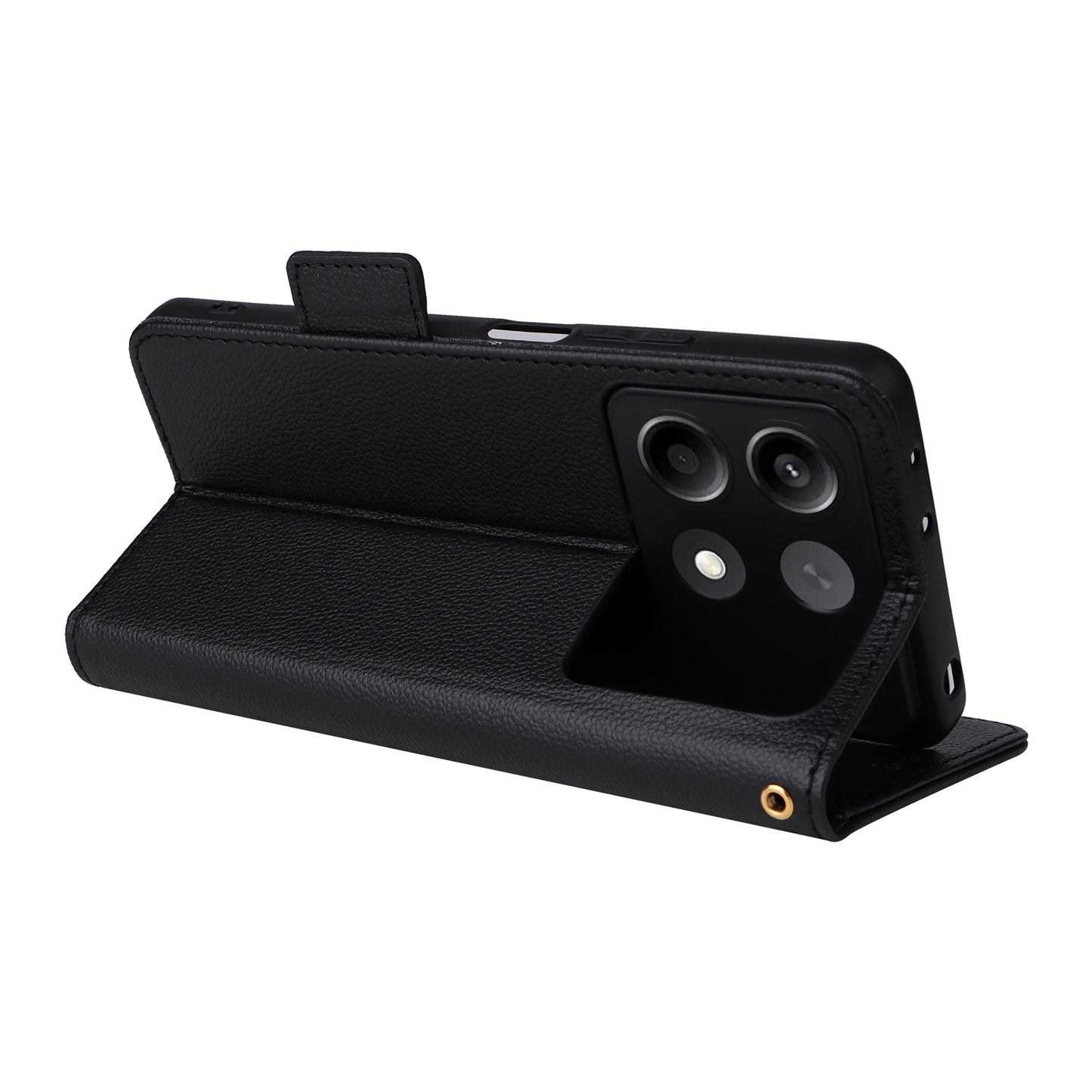 For Xiaomi Redmi Note 13R Pro 5G Phone Case PU Leather Card Slots Magnetic Closure Cover Full Protection - Black