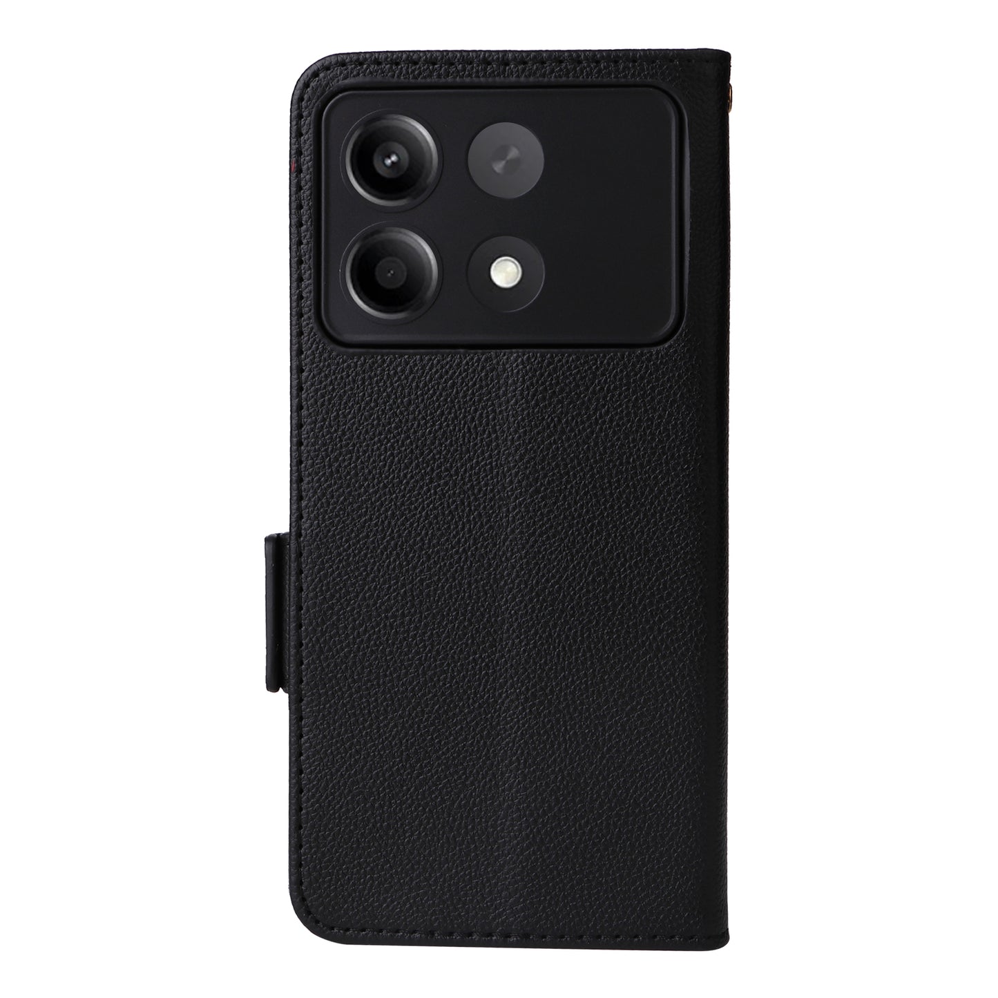 For Xiaomi Redmi Note 13R Pro 5G Phone Case PU Leather Card Slots Magnetic Closure Cover Full Protection - Black