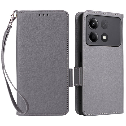For Xiaomi Redmi Note 13R Pro 5G Phone Case PU Leather Card Slots Magnetic Closure Cover Full Protection - Grey