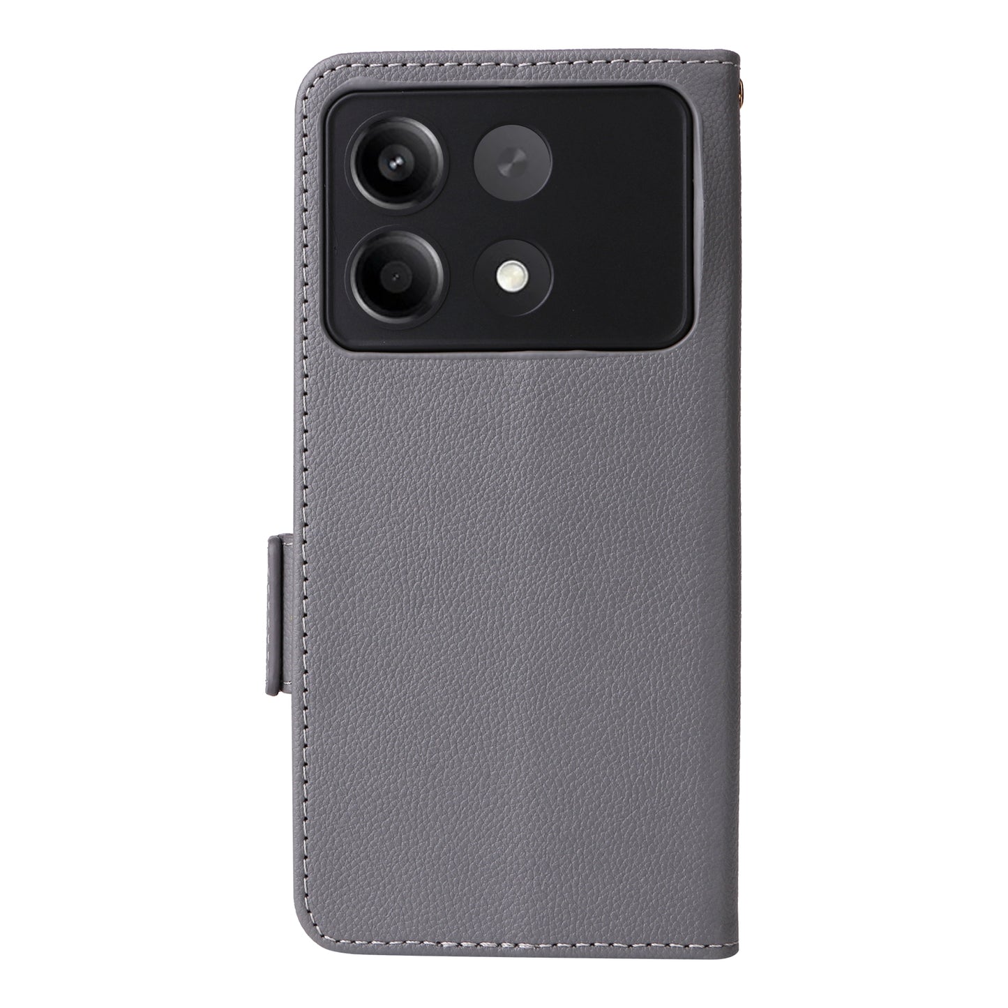 For Xiaomi Redmi Note 13R Pro 5G Phone Case PU Leather Card Slots Magnetic Closure Cover Full Protection - Grey