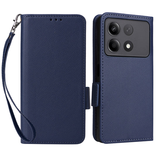 For Xiaomi Redmi Note 13R Pro 5G Phone Case PU Leather Card Slots Magnetic Closure Cover Full Protection - Dark Blue