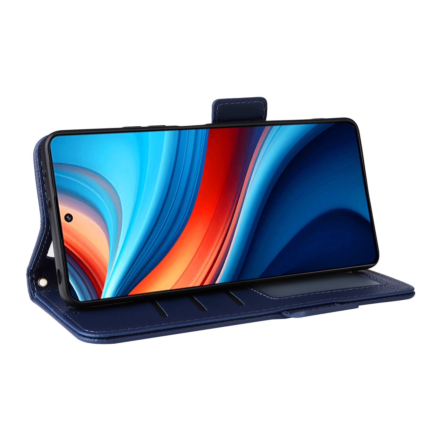 For Xiaomi Redmi Note 13R Pro 5G Phone Case PU Leather Card Slots Magnetic Closure Cover Full Protection - Dark Blue