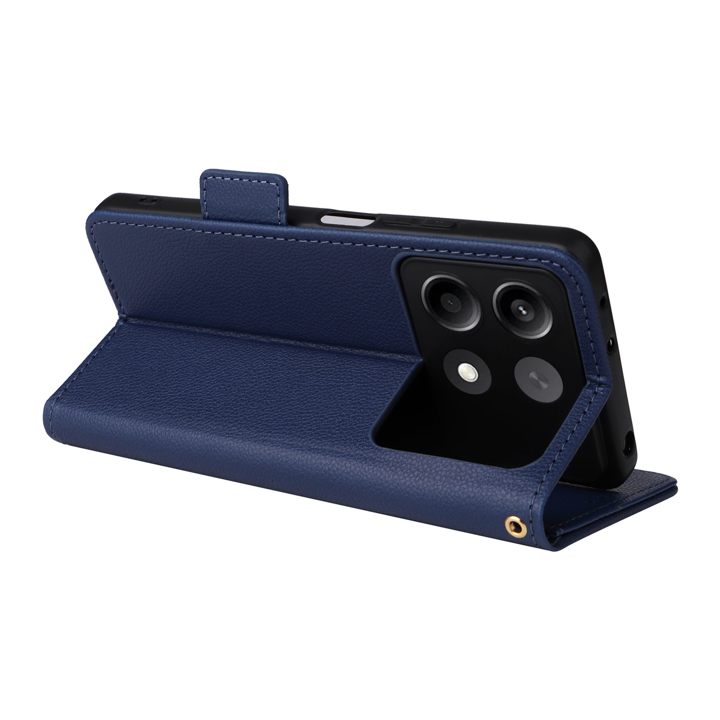 For Xiaomi Redmi Note 13R Pro 5G Phone Case PU Leather Card Slots Magnetic Closure Cover Full Protection - Dark Blue