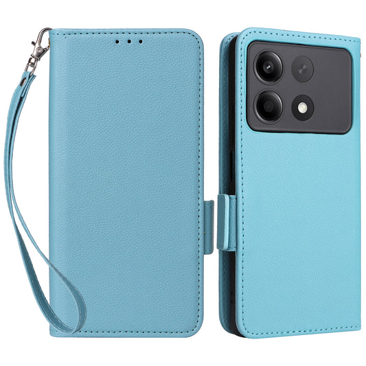 For Xiaomi Redmi Note 13R Pro 5G Phone Case PU Leather Card Slots Magnetic Closure Cover Full Protection - Baby Blue