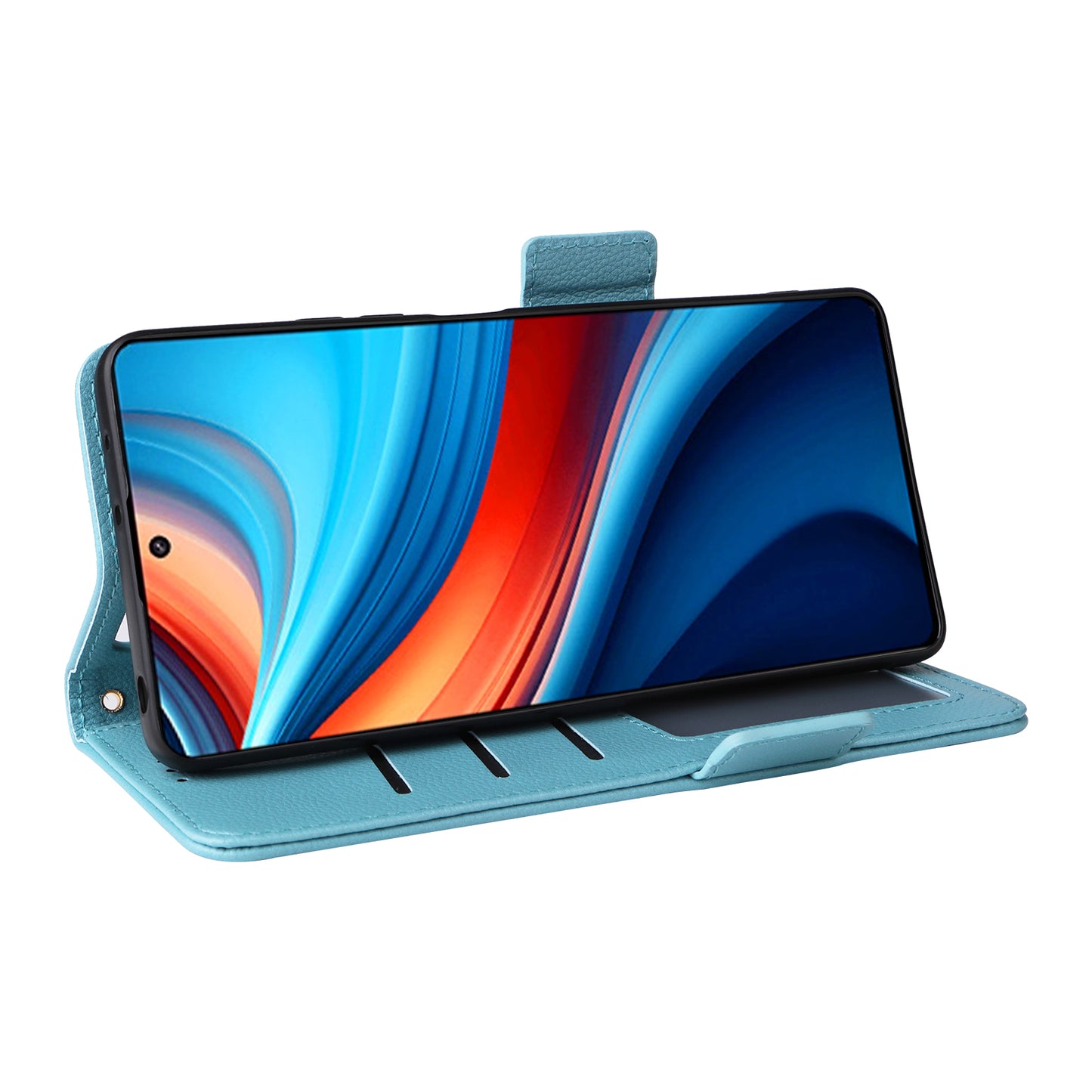 For Xiaomi Redmi Note 13R Pro 5G Phone Case PU Leather Card Slots Magnetic Closure Cover Full Protection - Baby Blue
