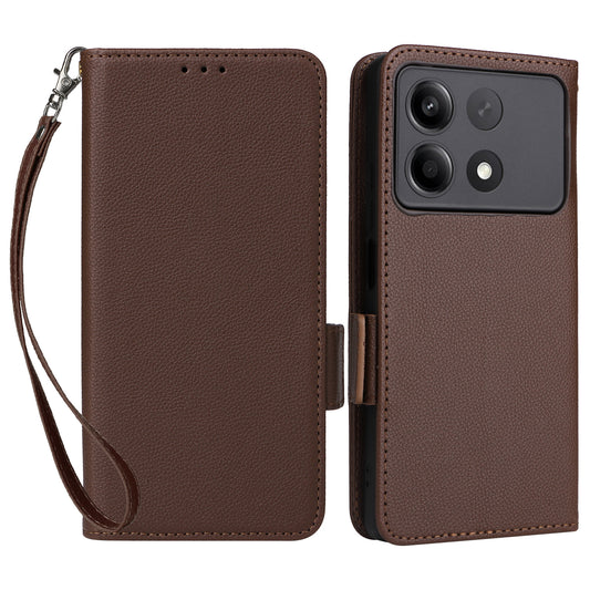 For Xiaomi Redmi Note 13R Pro 5G Phone Case PU Leather Card Slots Magnetic Closure Cover Full Protection - Brown