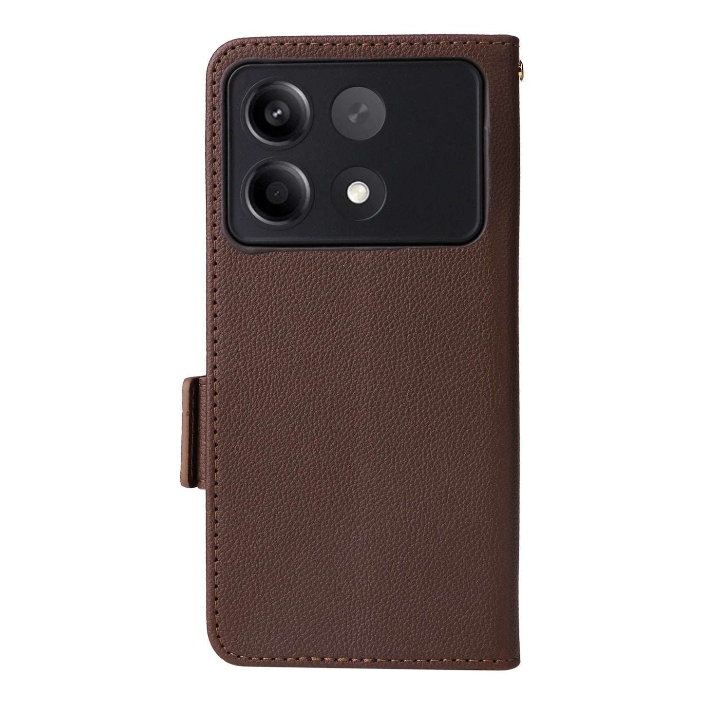 For Xiaomi Redmi Note 13R Pro 5G Phone Case PU Leather Card Slots Magnetic Closure Cover Full Protection - Brown