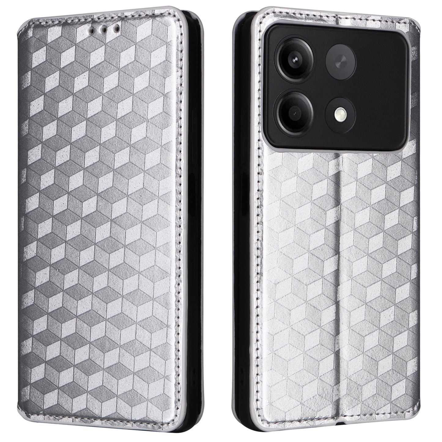 For Xiaomi Redmi Note 13R Pro 5G Cell Phone Case Stand Anti-Scratch Mobile Phone Cover - Silver
