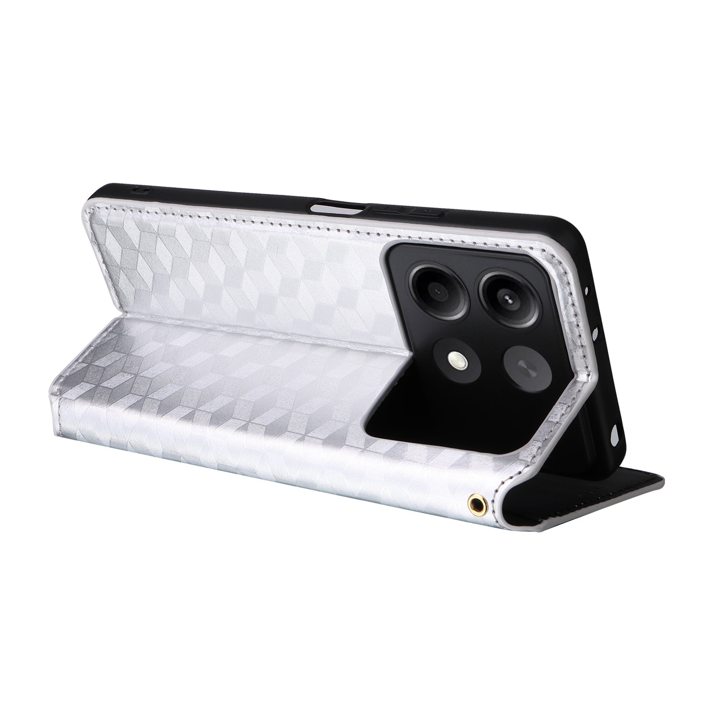 For Xiaomi Redmi Note 13R Pro 5G Cell Phone Case Stand Anti-Scratch Mobile Phone Cover - Silver