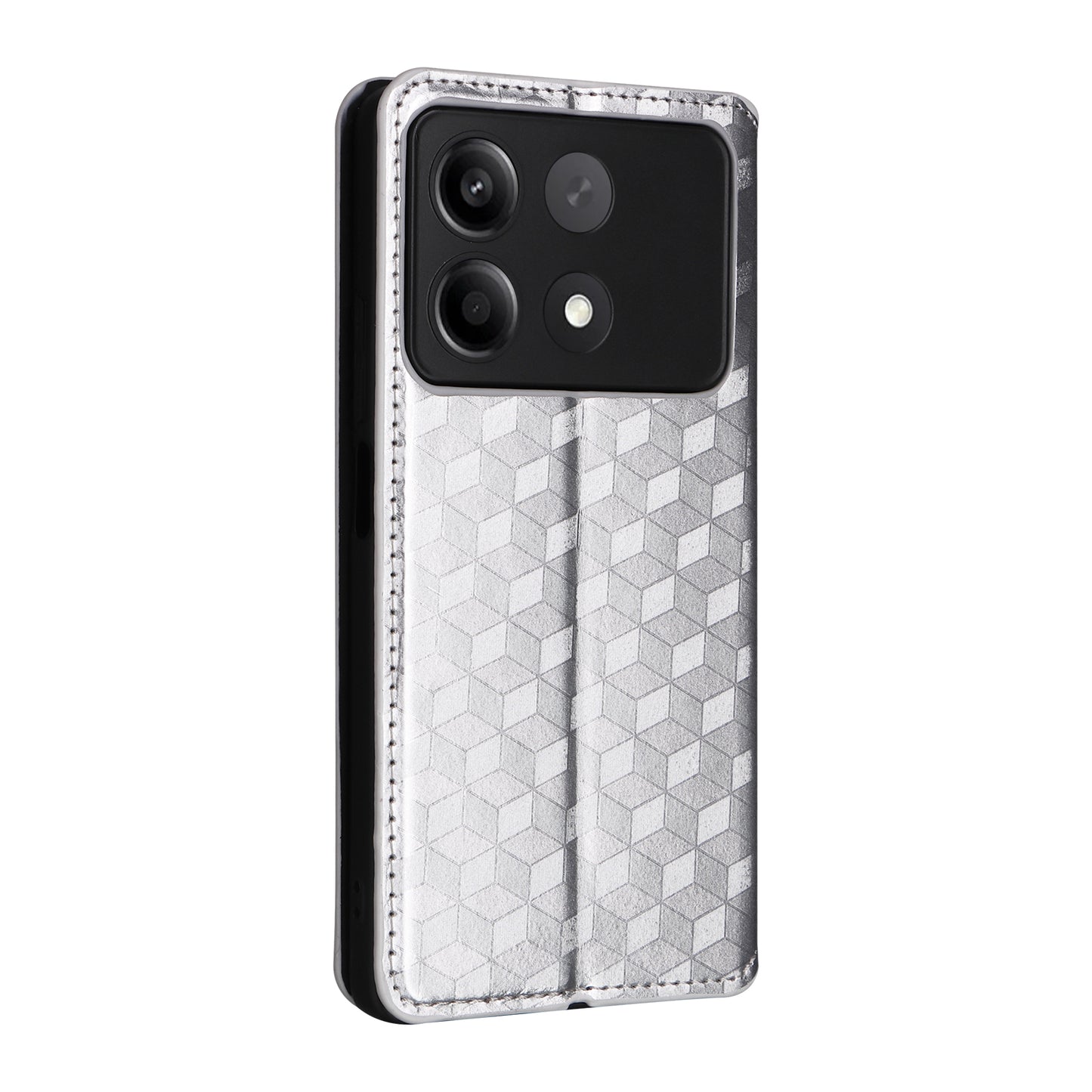 For Xiaomi Redmi Note 13R Pro 5G Cell Phone Case Stand Anti-Scratch Mobile Phone Cover - Silver
