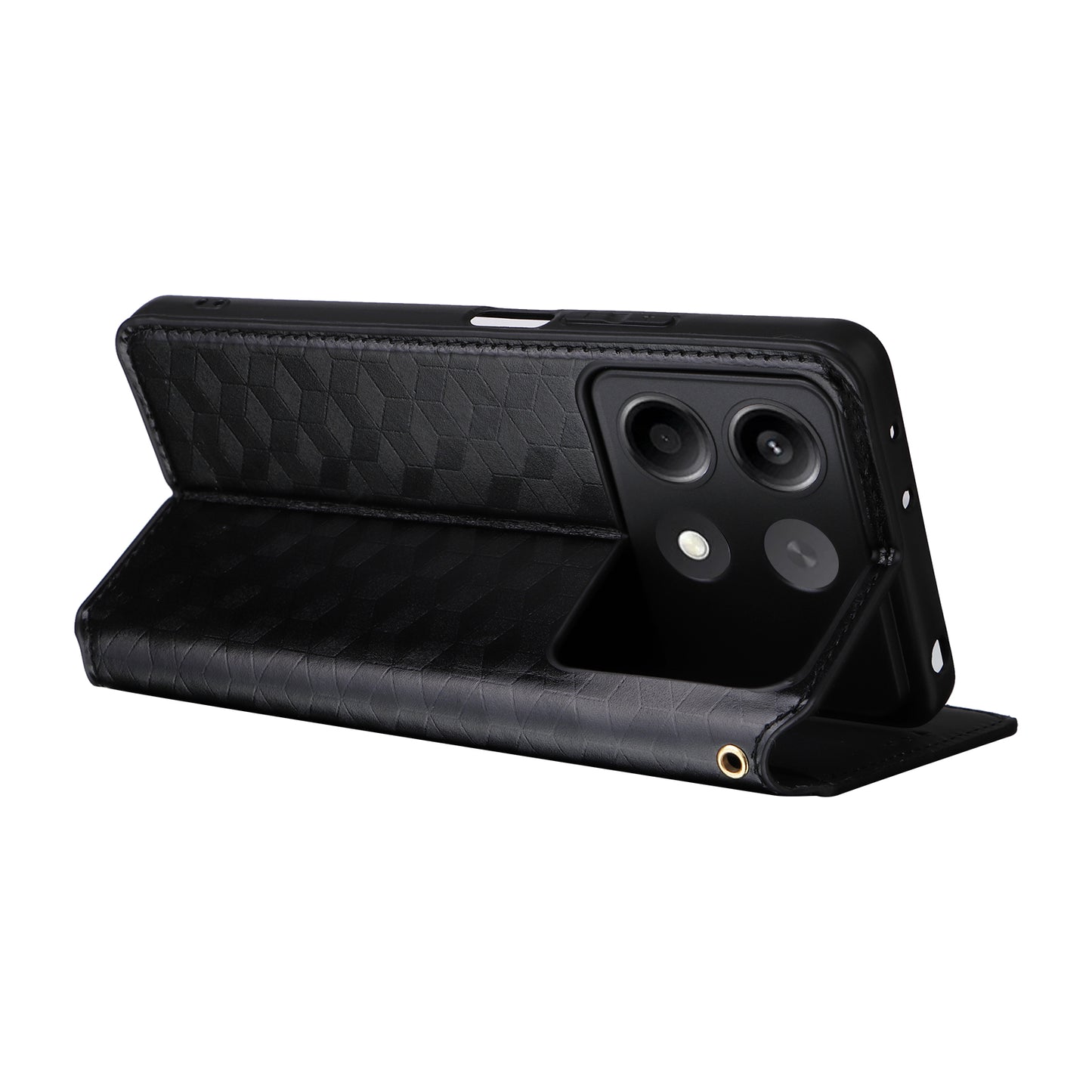 For Xiaomi Redmi Note 13R Pro 5G Cell Phone Case Stand Anti-Scratch Mobile Phone Cover - Black