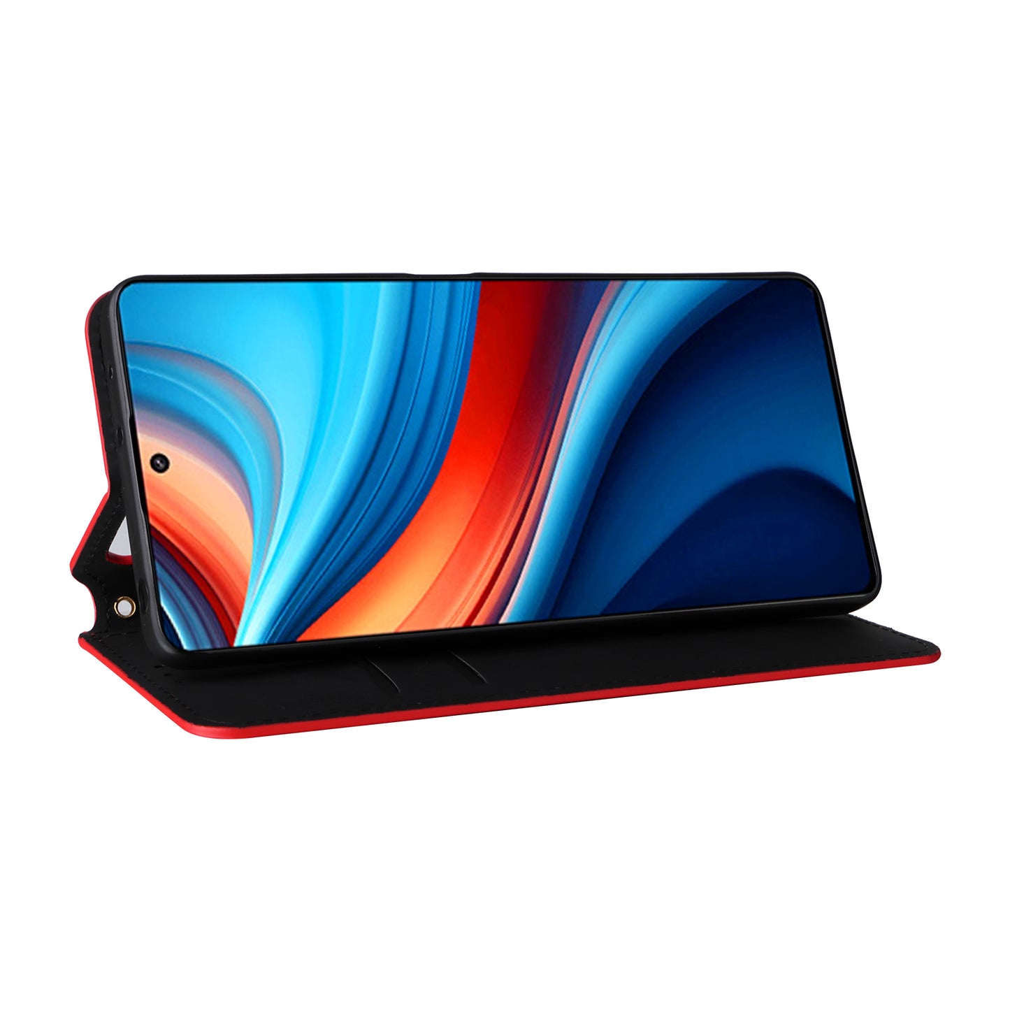 For Xiaomi Redmi Note 13R Pro 5G Cell Phone Case Stand Anti-Scratch Mobile Phone Cover - Red
