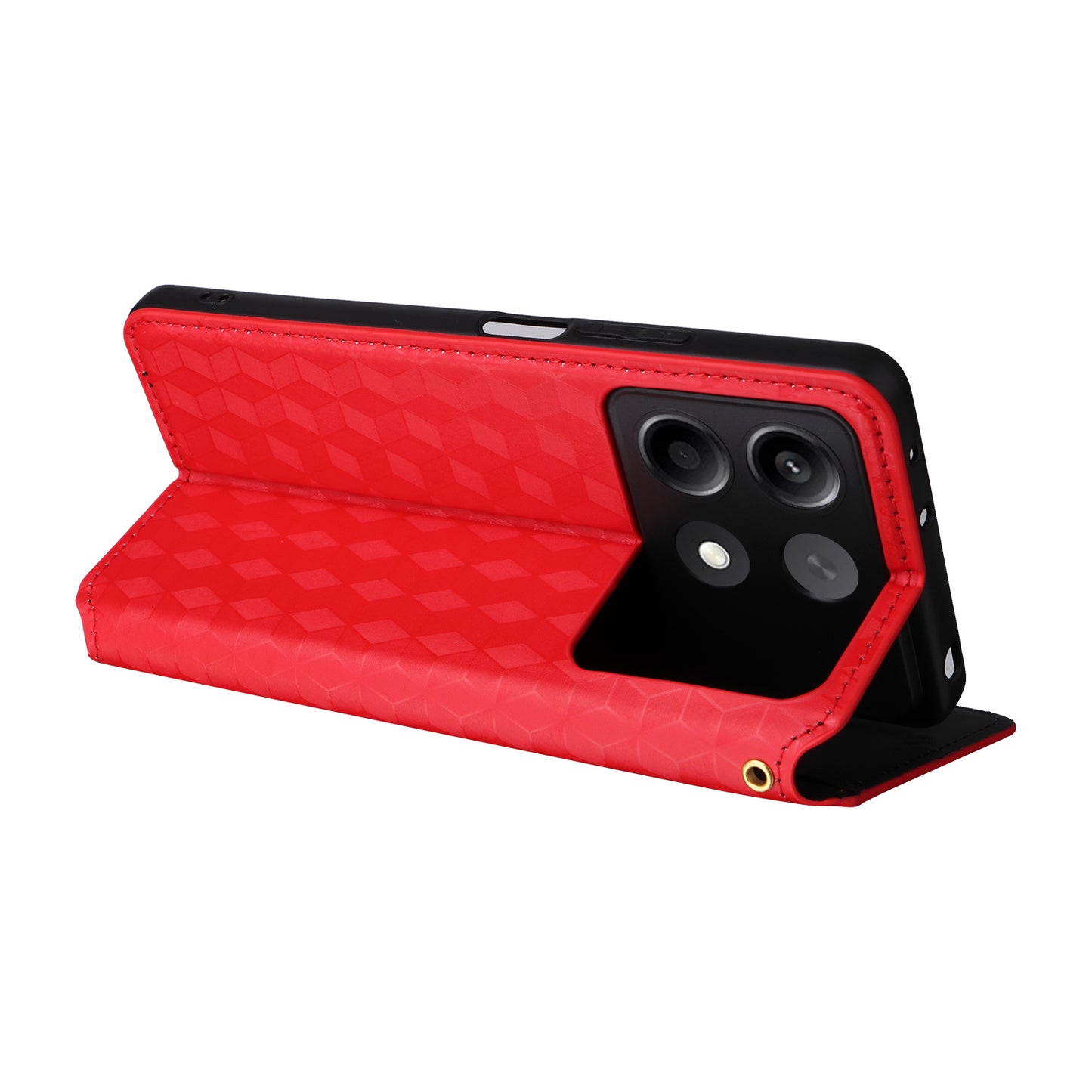 For Xiaomi Redmi Note 13R Pro 5G Cell Phone Case Stand Anti-Scratch Mobile Phone Cover - Red