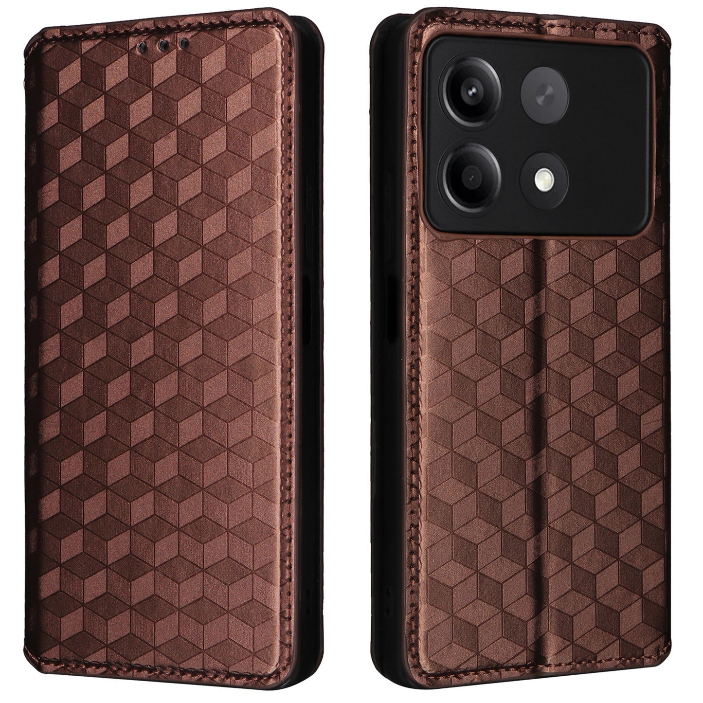For Xiaomi Redmi Note 13R Pro 5G Cell Phone Case Stand Anti-Scratch Mobile Phone Cover - Brown
