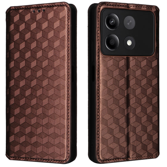 For Xiaomi Redmi Note 13R Pro 5G Cell Phone Case Stand Anti-Scratch Mobile Phone Cover - Brown